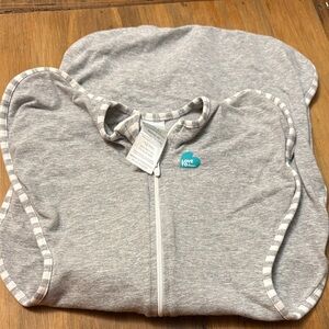 Love to Dream Gray Swaddle with Striped Accents